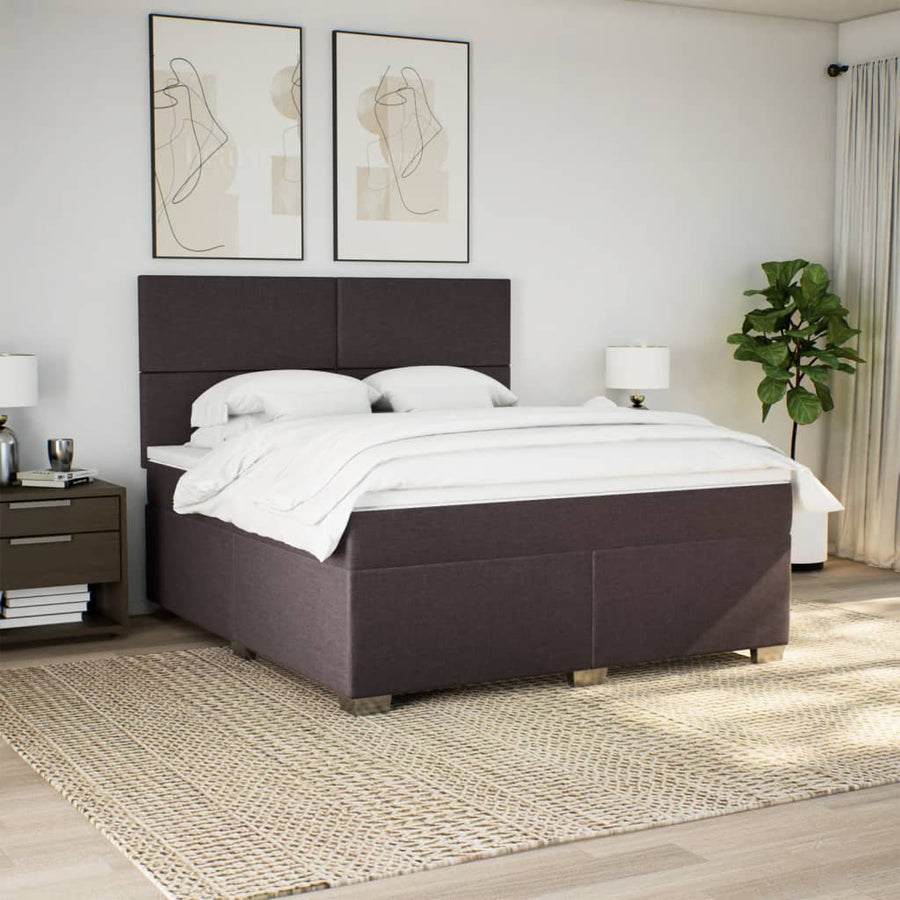 Boxspring met matras stof donkerbruin 180x200 cm