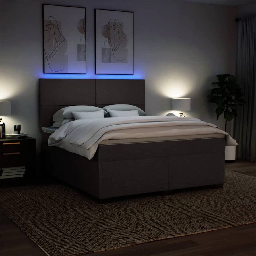 Boxspring met matras stof donkerbruin 180x200 cm
