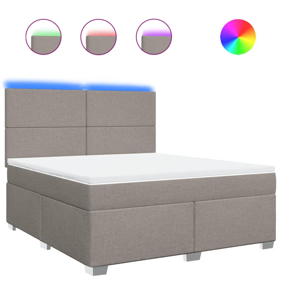 Boxspring met matras stof taupe 180x200 cm