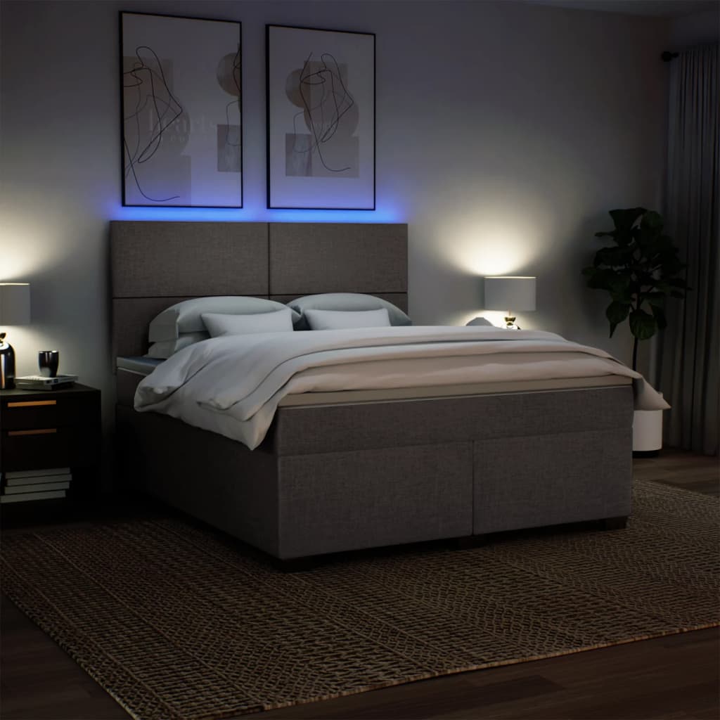 Boxspring met matras stof taupe 180x200 cm