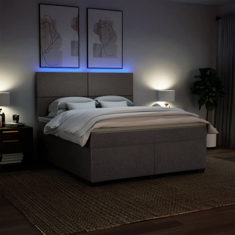 Boxspring met matras stof taupe 180x200 cm