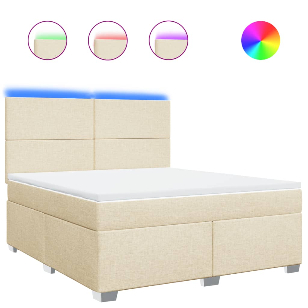Boxspring met matras stof crèmekleurig 180x200 cm