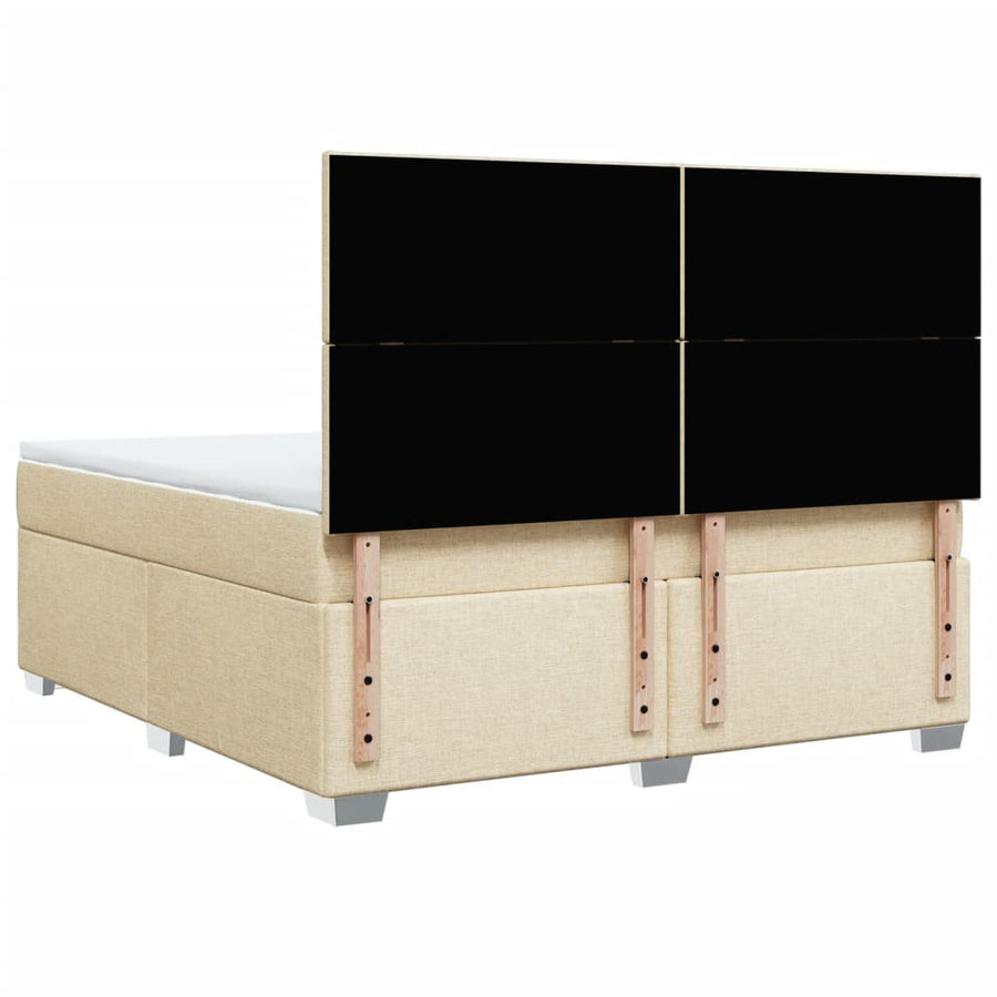 Boxspring met matras stof crèmekleurig 180x200 cm