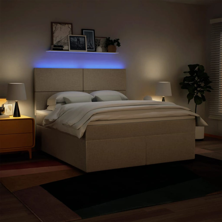 Boxspring met matras stof crèmekleurig 180x200 cm