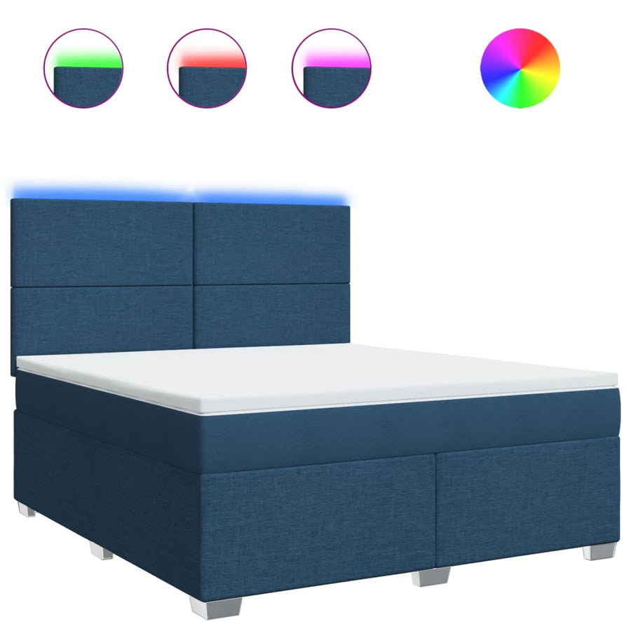 Boxspring met matras stof blauw 180x200 cm