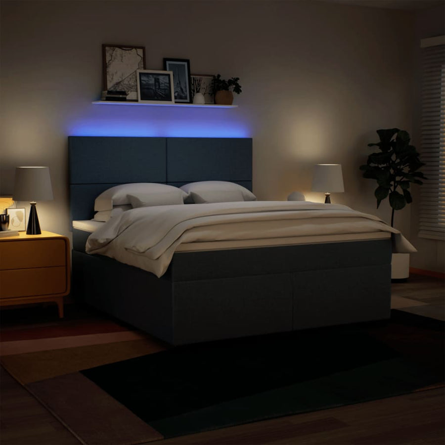 Boxspring met matras stof blauw 180x200 cm