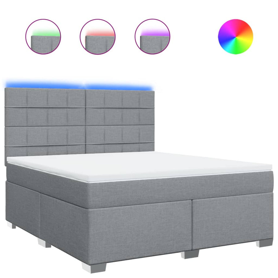 Boxspring met matras stof lichtgrijs 180x200 cm
