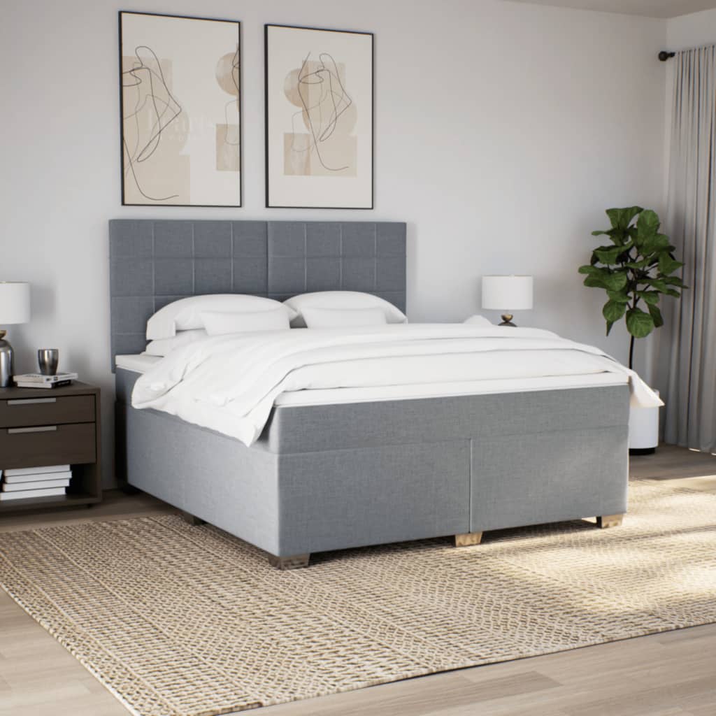 Boxspring met matras stof lichtgrijs 180x200 cm