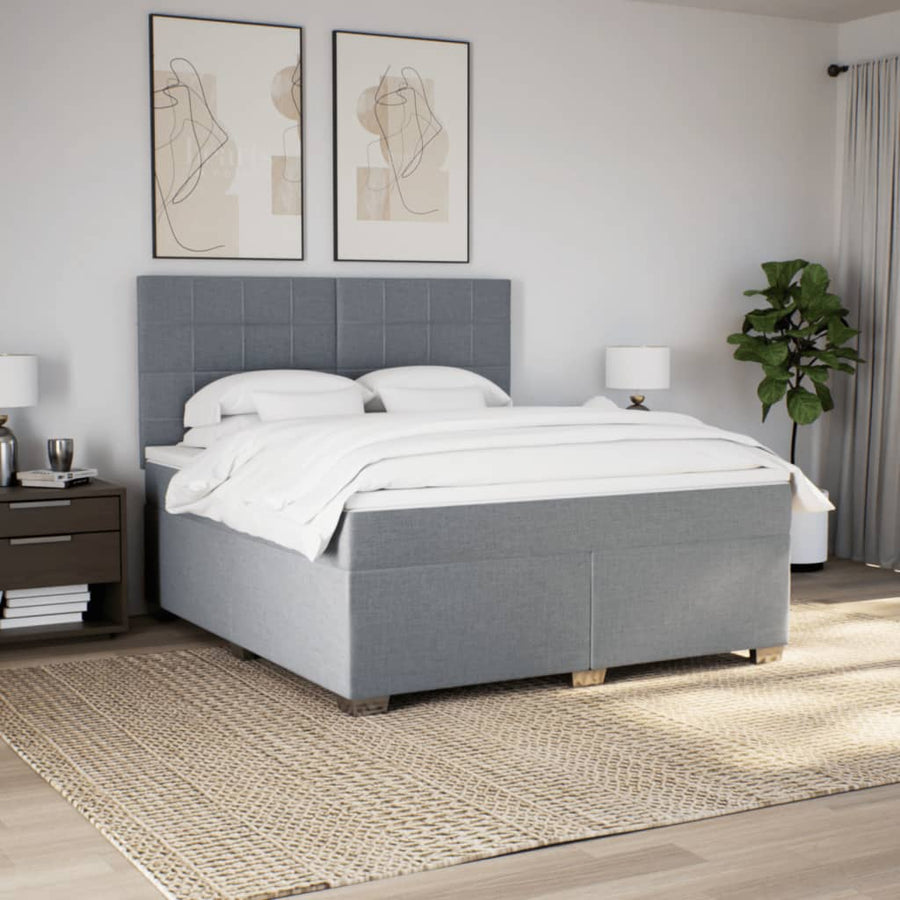 Boxspring met matras stof lichtgrijs 180x200 cm