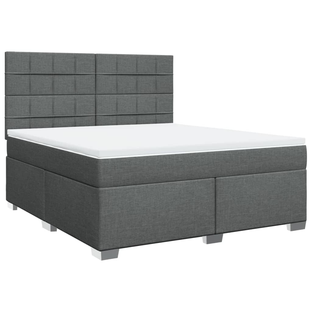Boxspring met matras stof donkergrijs 180x200 cm
