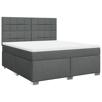 Boxspring met matras stof donkergrijs 180x200 cm