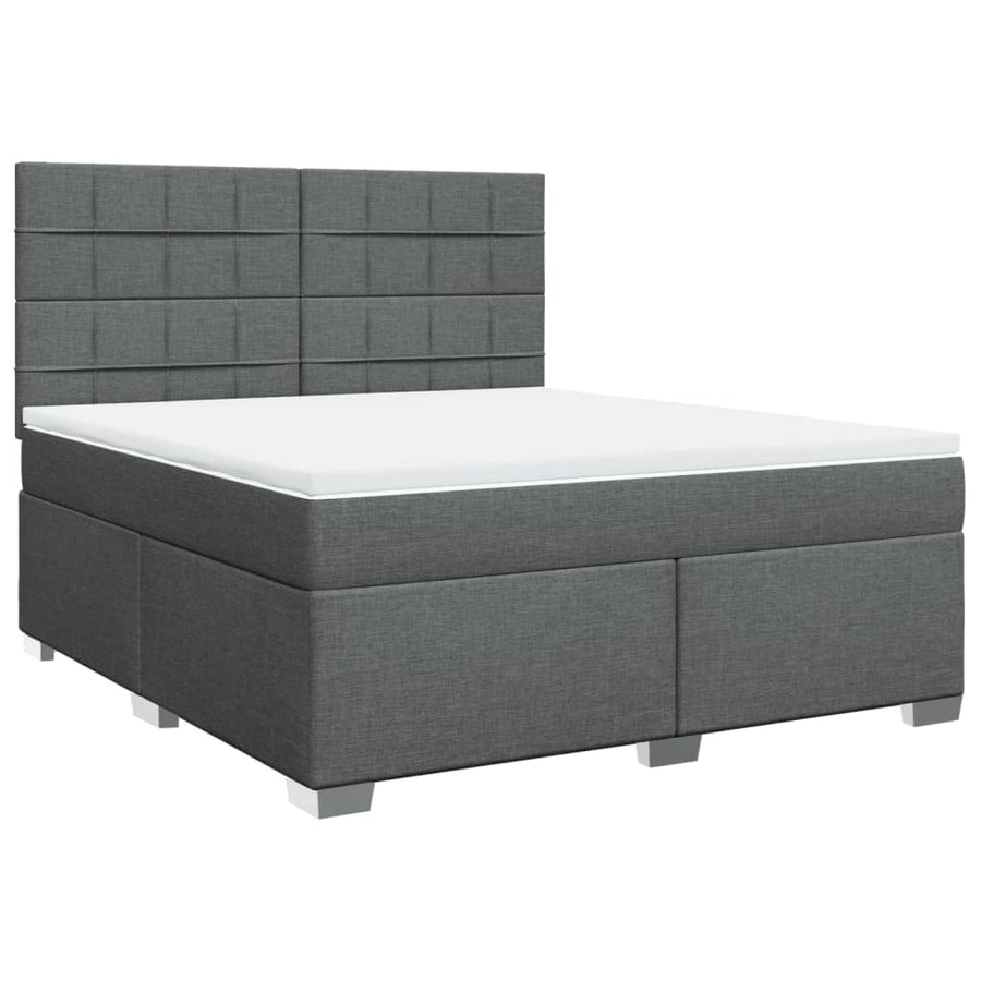 Boxspring met matras stof donkergrijs 180x200 cm