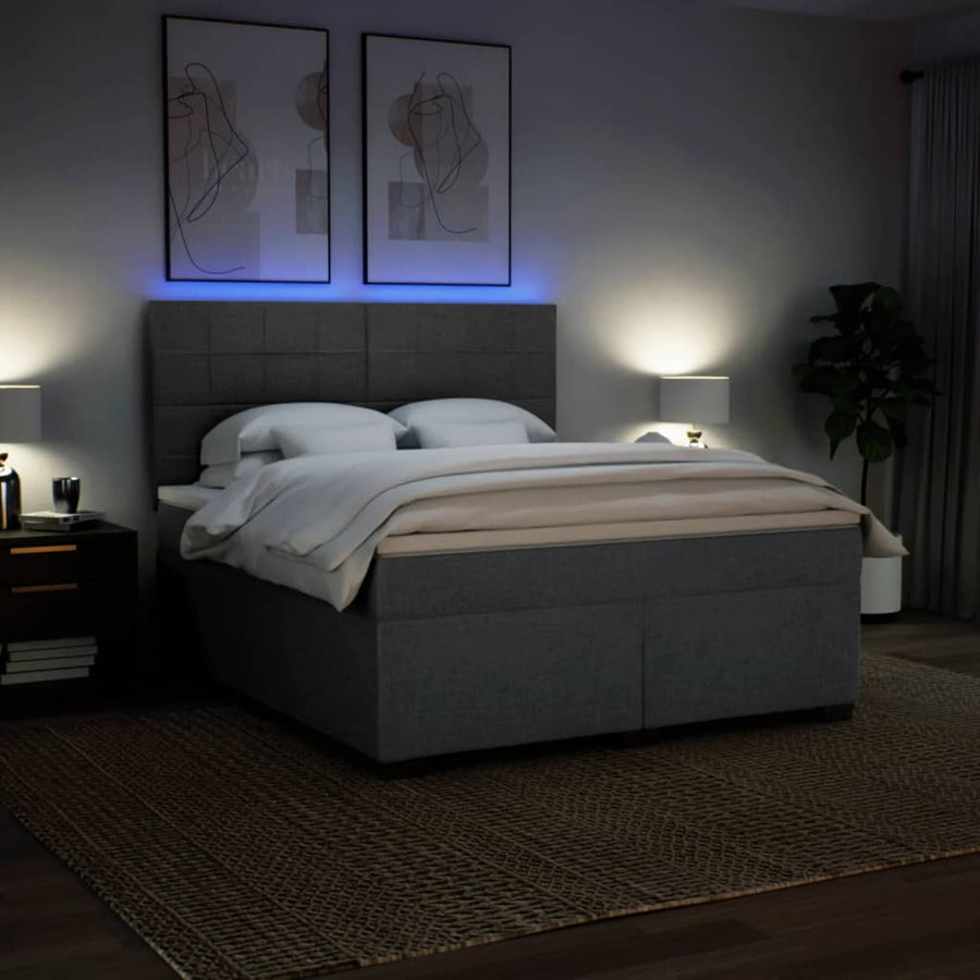 Boxspring met matras stof donkergrijs 180x200 cm