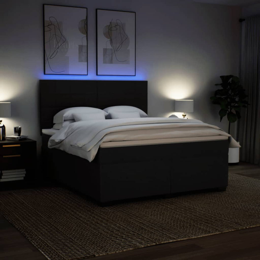 Boxspring met matras stof zwart 180x200 cm