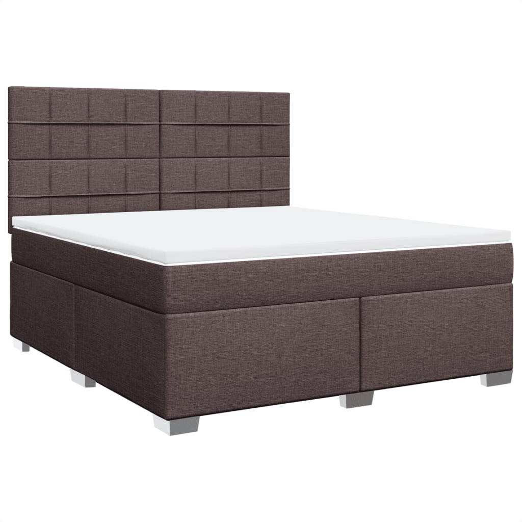 Boxspring met matras stof donkerbruin 180x200 cm