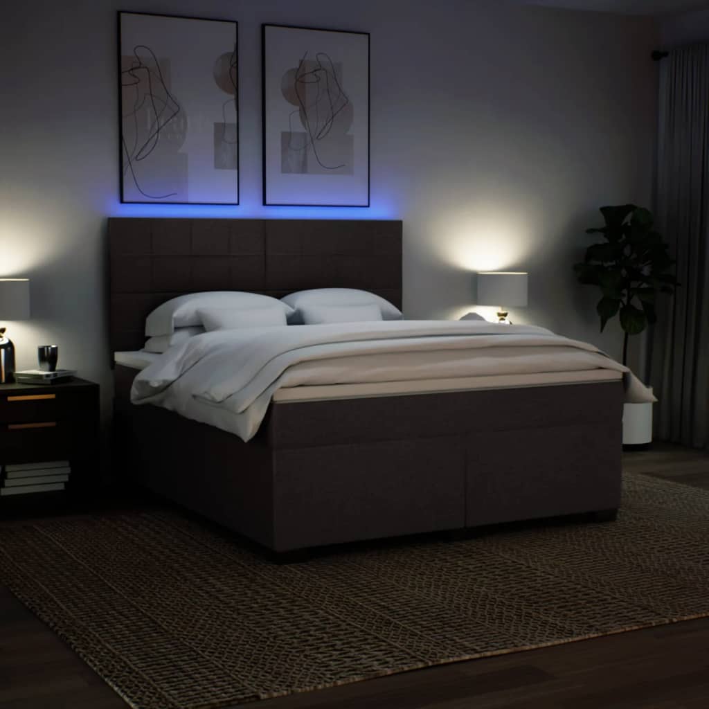Boxspring met matras stof donkerbruin 180x200 cm