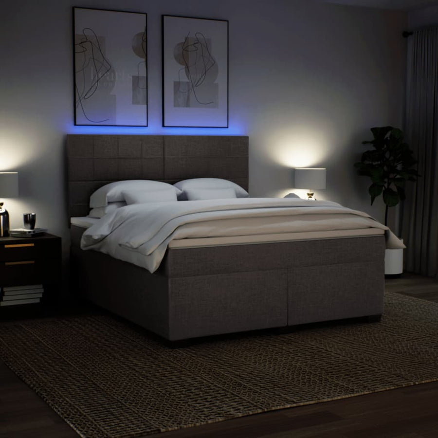 Boxspring met matras stof taupe 180x200 cm