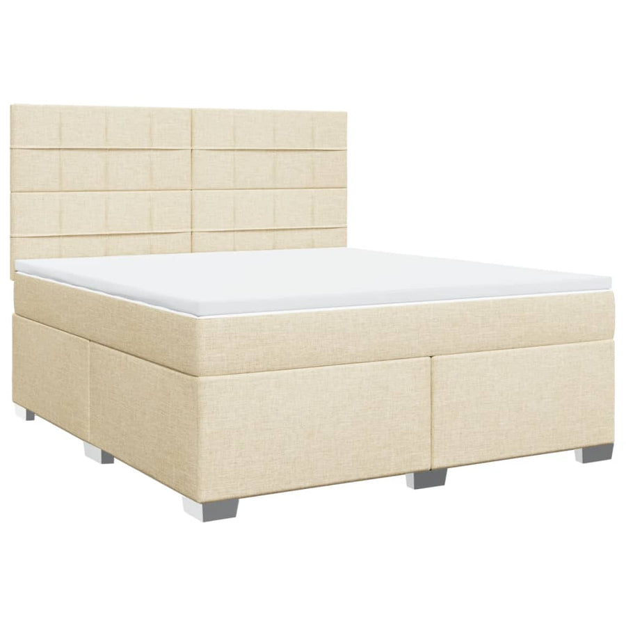 Boxspring met matras stof crèmekleurig 180x200 cm