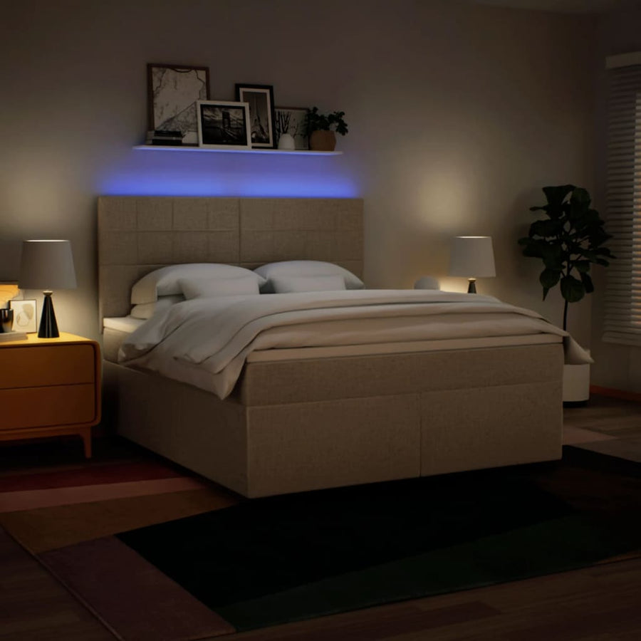 Boxspring met matras stof crèmekleurig 180x200 cm