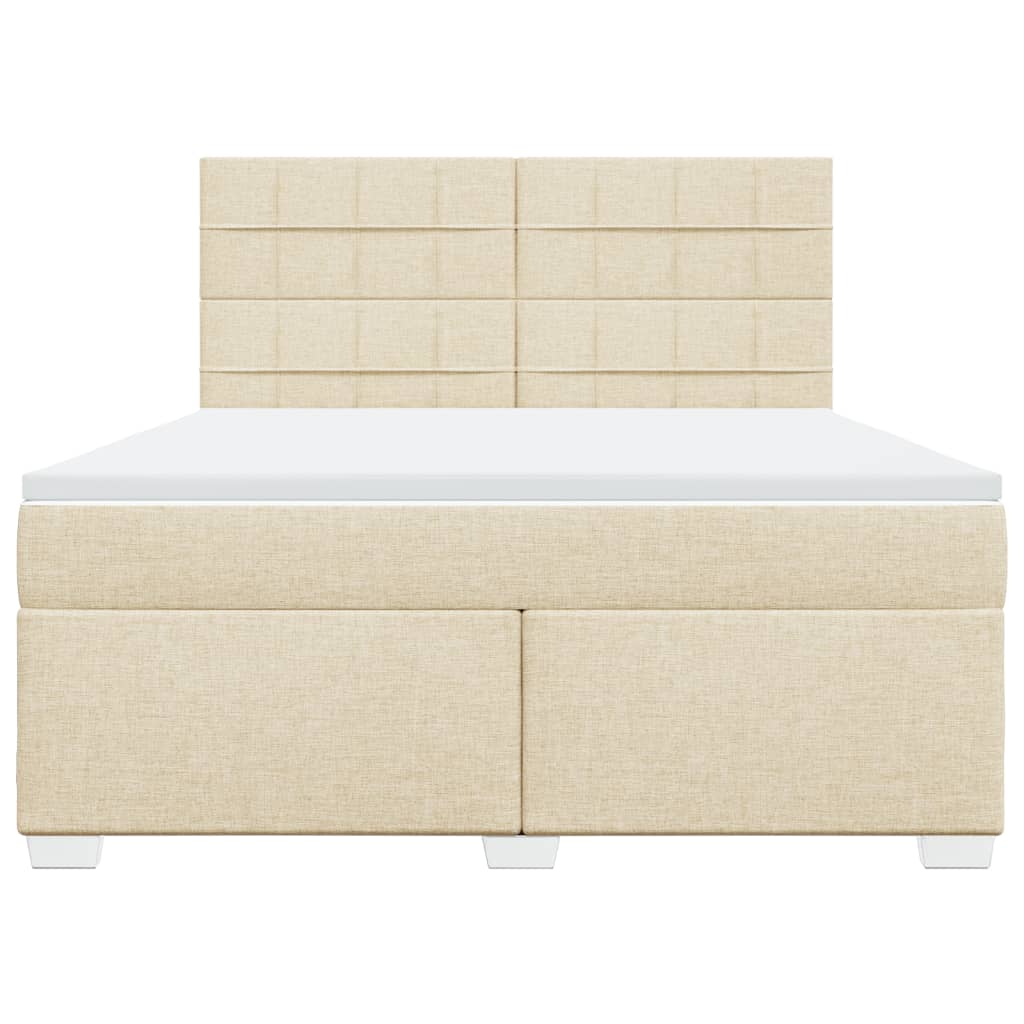 Boxspring met matras stof crèmekleurig 180x200 cm
