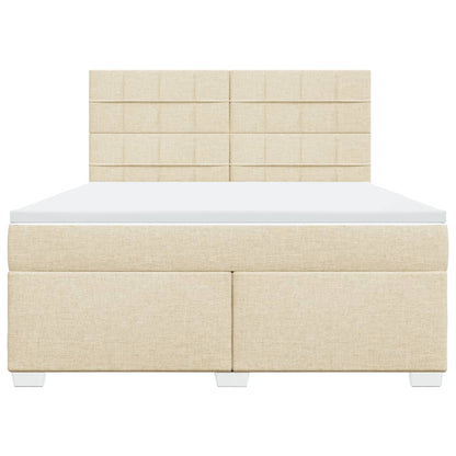 Boxspring met matras stof crèmekleurig 180x200 cm