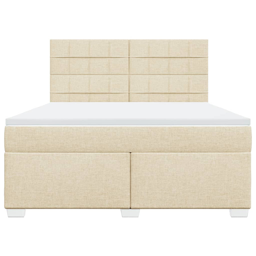 Boxspring met matras stof crèmekleurig 180x200 cm