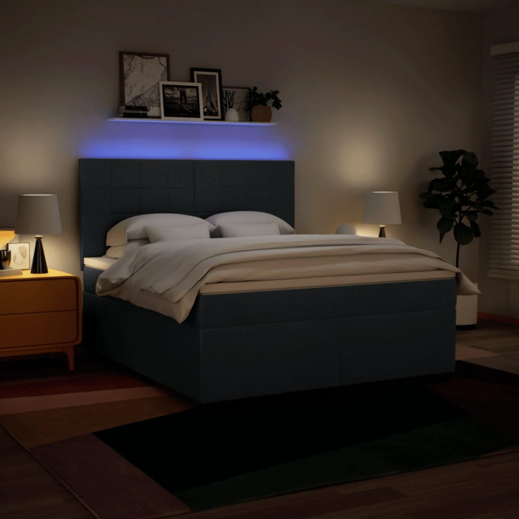 Boxspring met matras stof blauw 180x200 cm