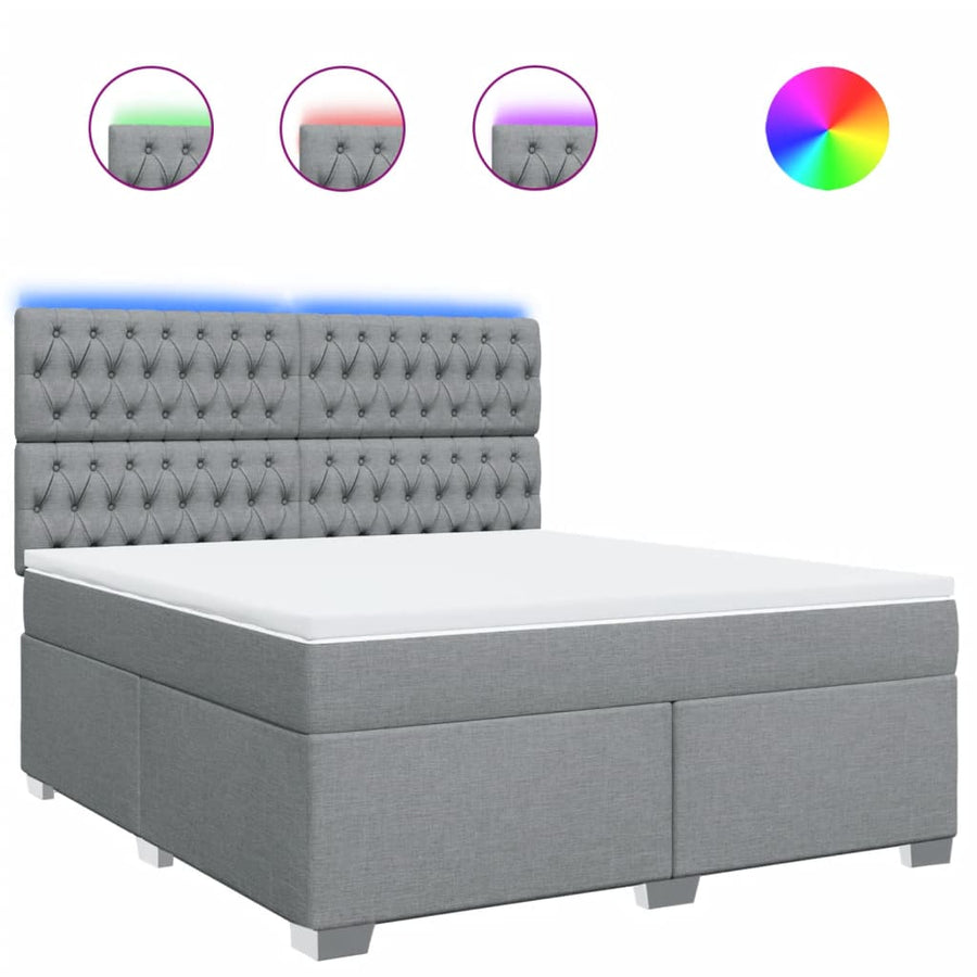 Boxspring met matras stof lichtgrijs 180x200 cm