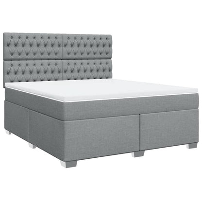Boxspring met matras stof lichtgrijs 180x200 cm