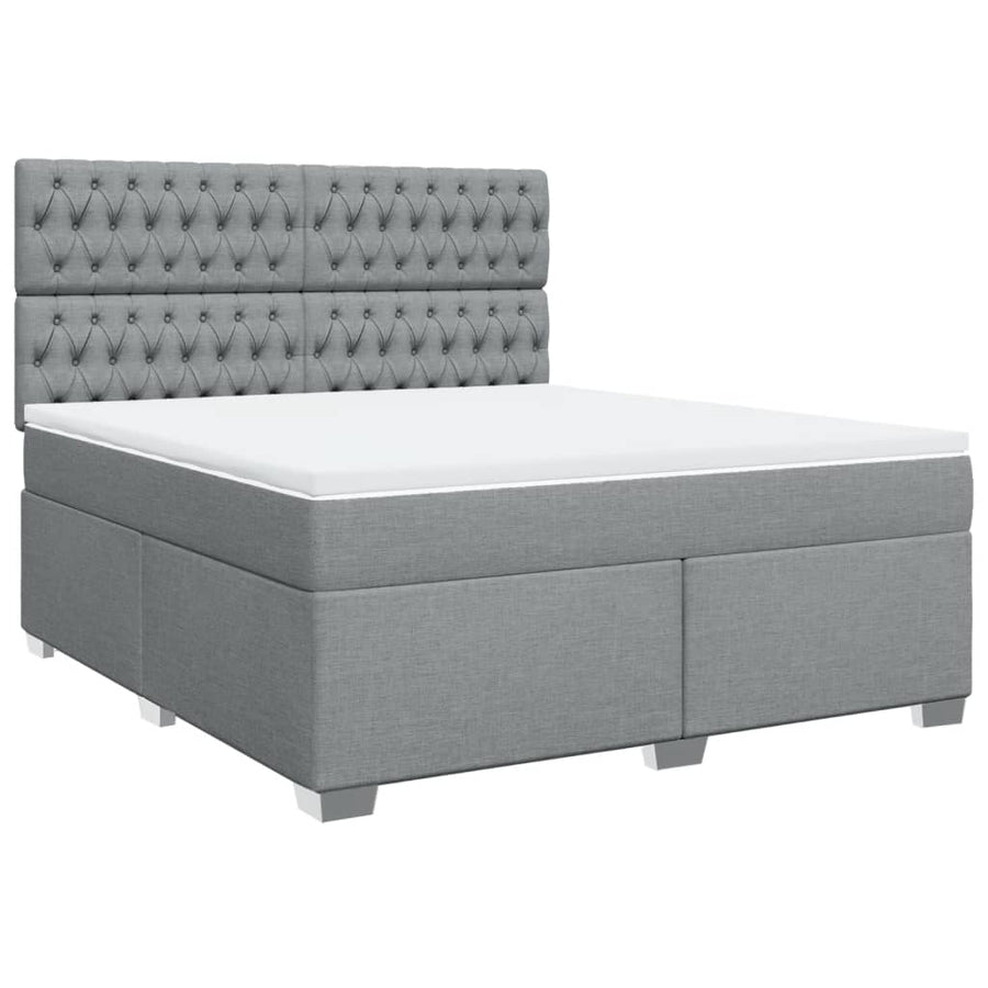 Boxspring met matras stof lichtgrijs 180x200 cm