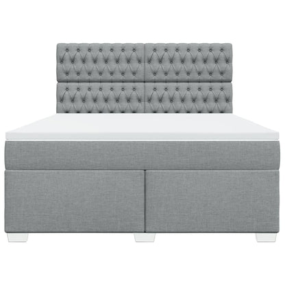 Boxspring met matras stof lichtgrijs 180x200 cm