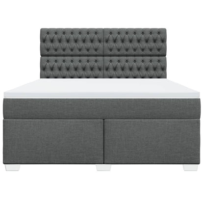 Boxspring met matras stof donkergrijs 180x200 cm