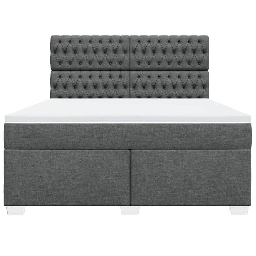 Boxspring met matras stof donkergrijs 180x200 cm