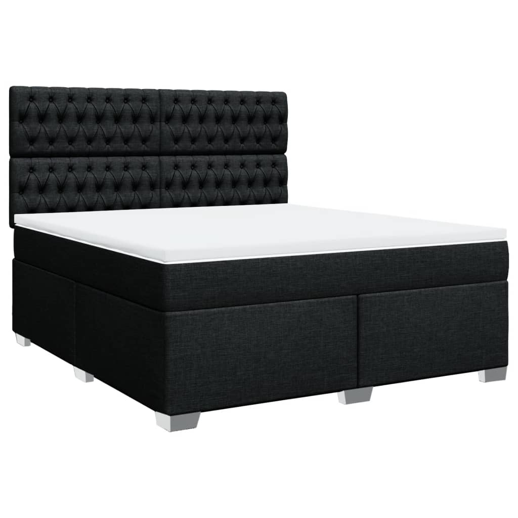 Boxspring met matras stof zwart 180x200 cm