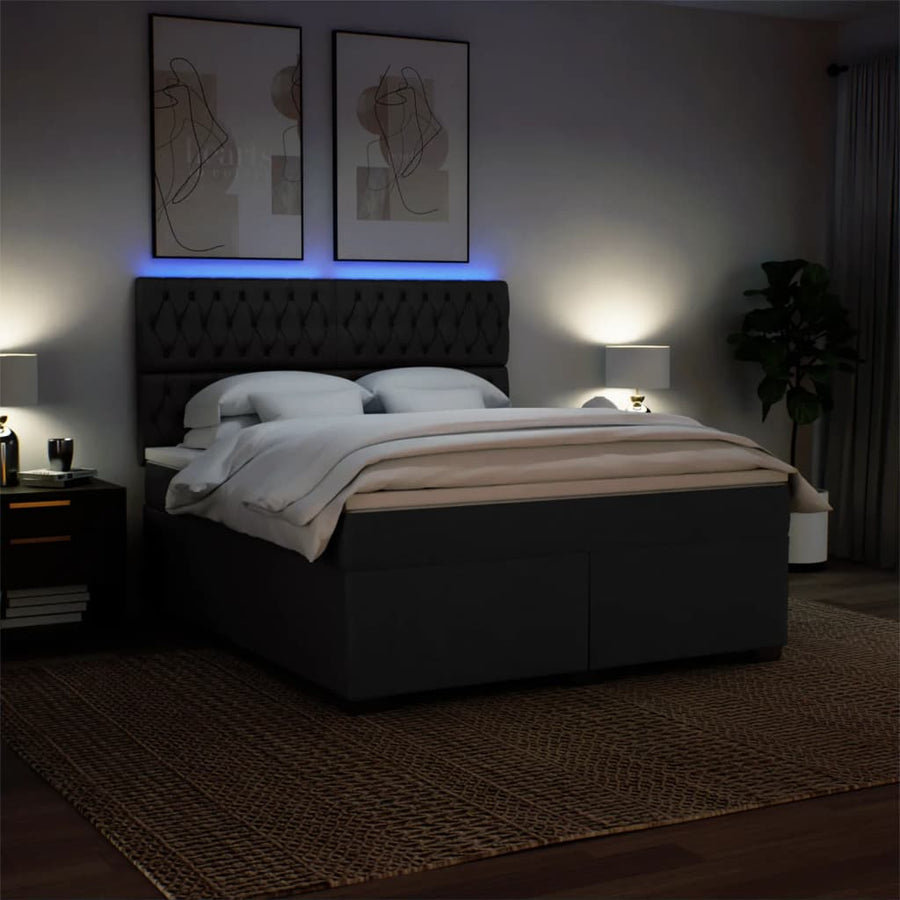 Boxspring met matras stof zwart 180x200 cm