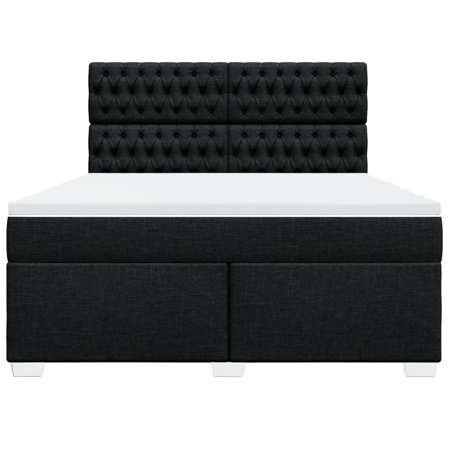Boxspring met matras stof zwart 180x200 cm