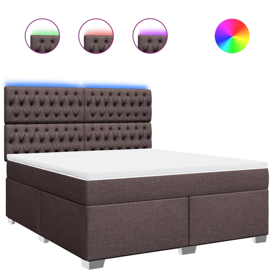 Boxspring met matras stof donkerbruin 180x200 cm