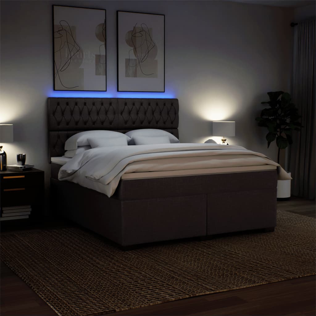 Boxspring met matras stof donkerbruin 180x200 cm