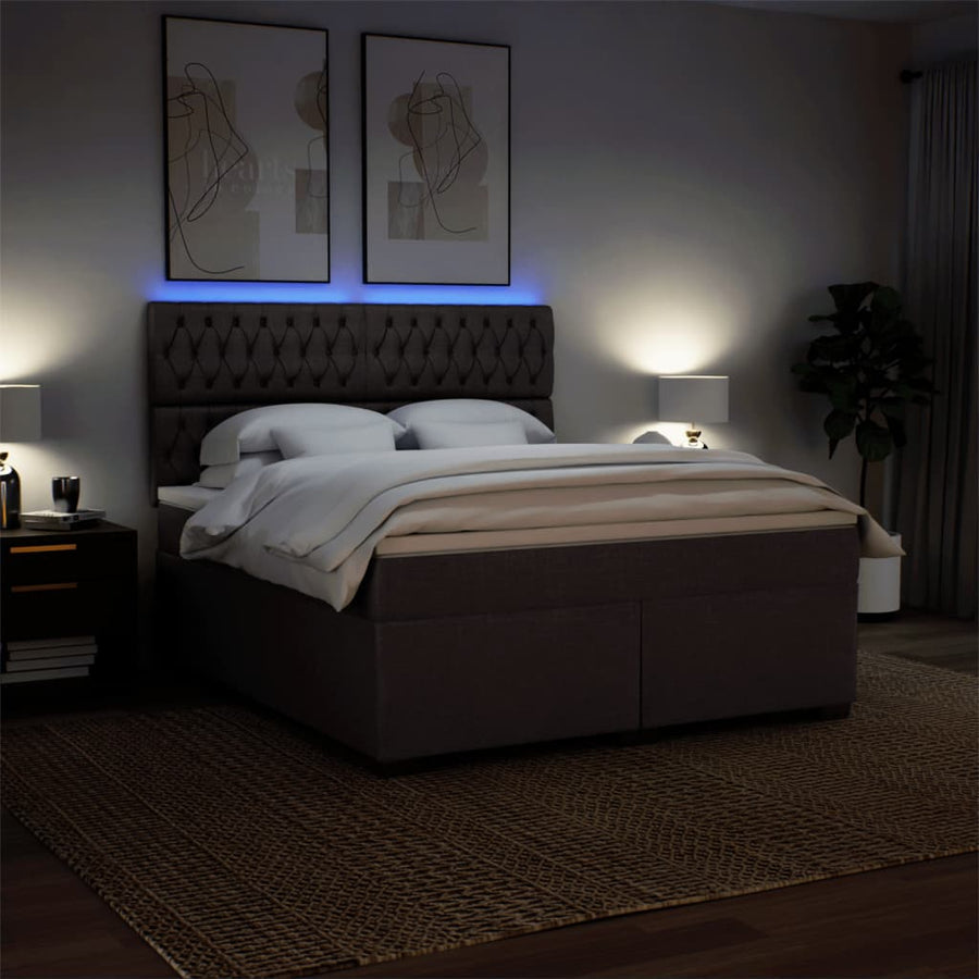 Boxspring met matras stof donkerbruin 180x200 cm