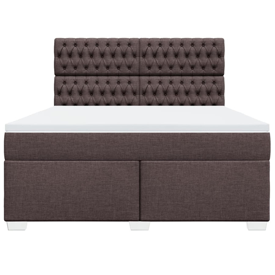 Boxspring met matras stof donkerbruin 180x200 cm
