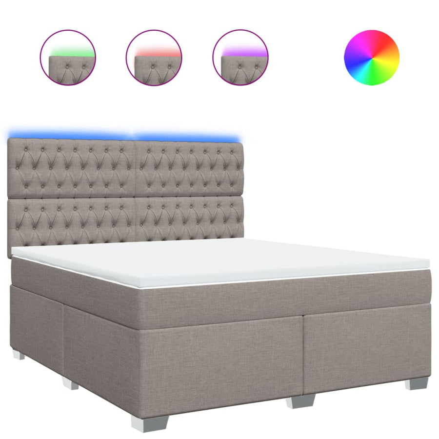 Boxspring met matras stof taupe 180x200 cm
