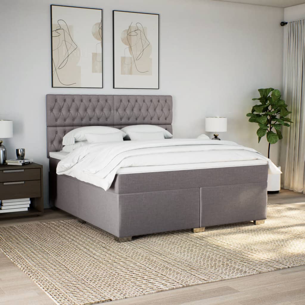 Boxspring met matras stof taupe 180x200 cm