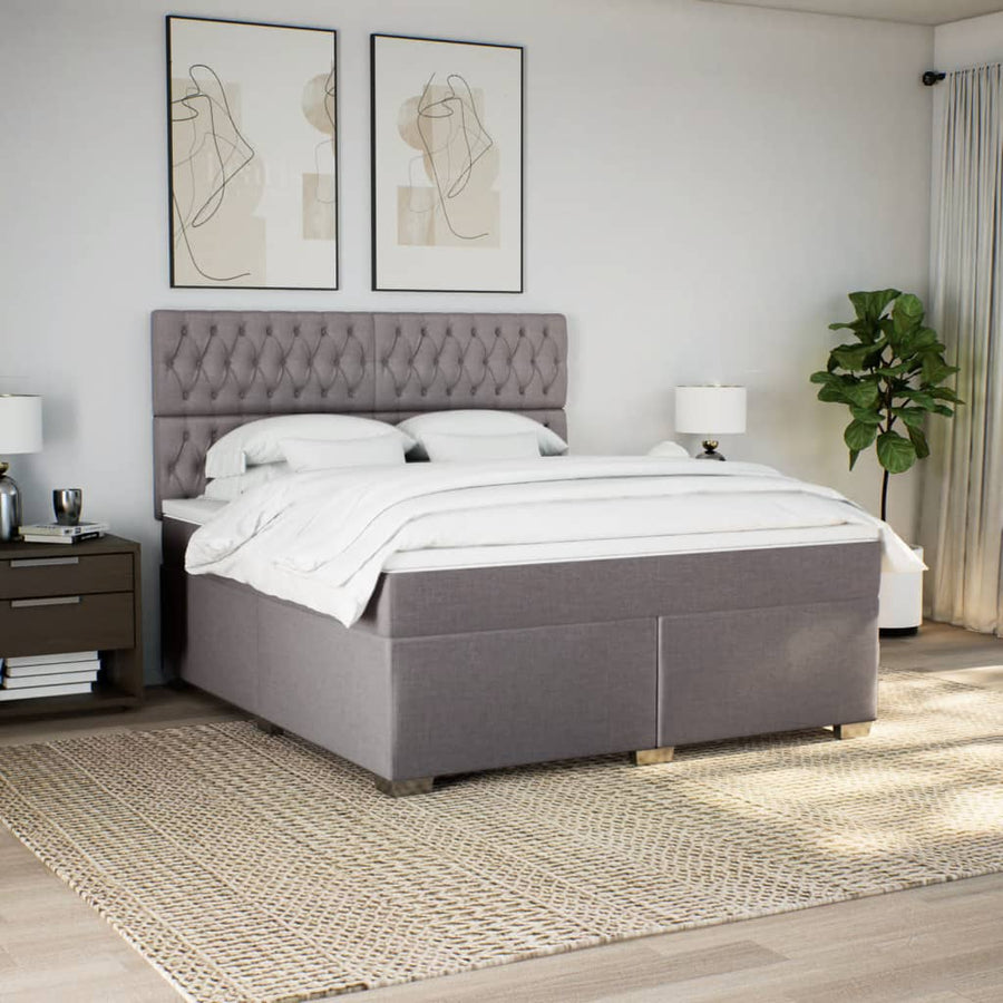 Boxspring met matras stof taupe 180x200 cm