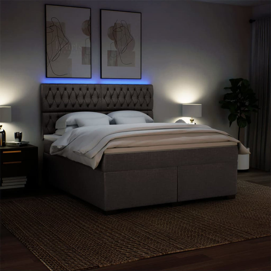 Boxspring met matras stof taupe 180x200 cm