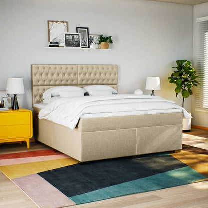 Boxspring met matras stof crèmekleurig 180x200 cm