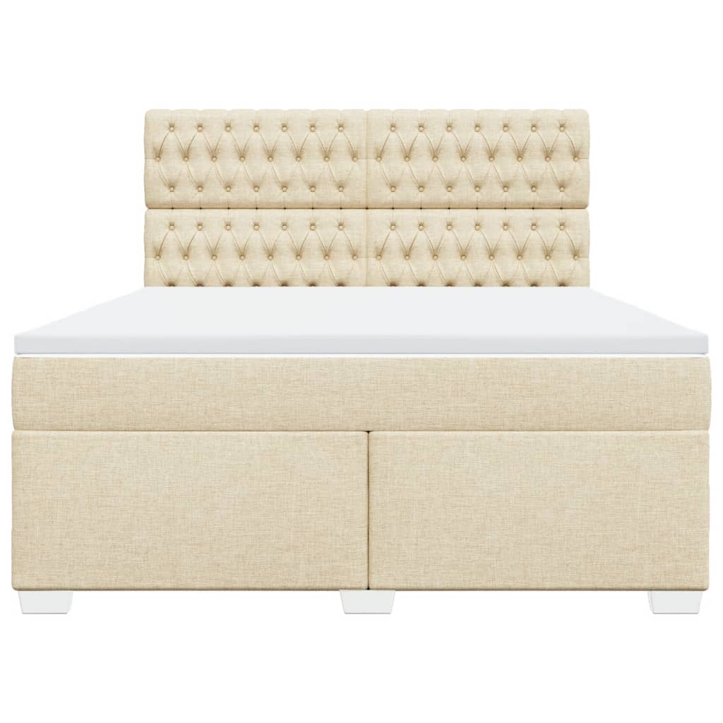 Boxspring met matras stof crèmekleurig 180x200 cm