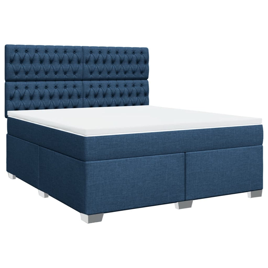 Boxspring met matras stof blauw 180x200 cm