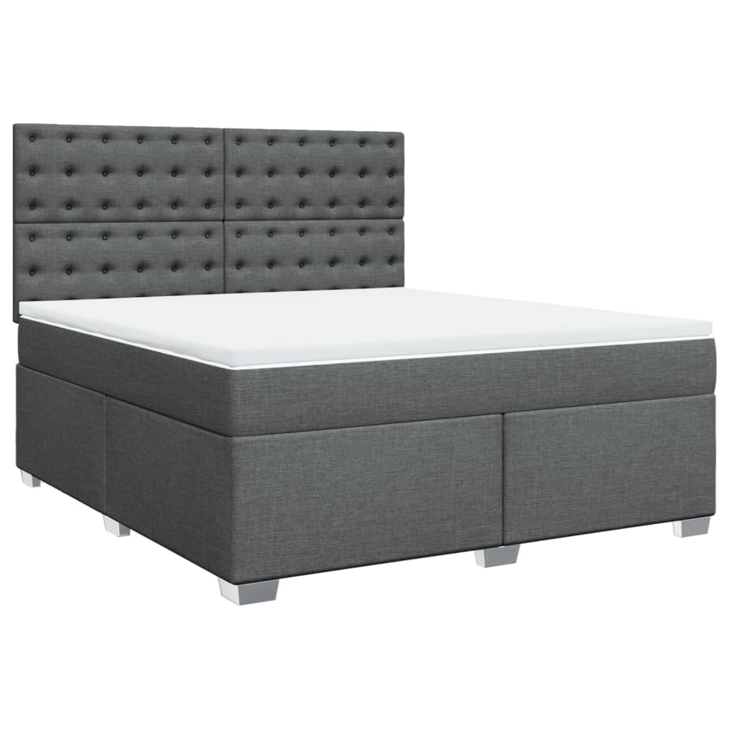 Boxspring met matras stof donkergrijs 180x200 cm