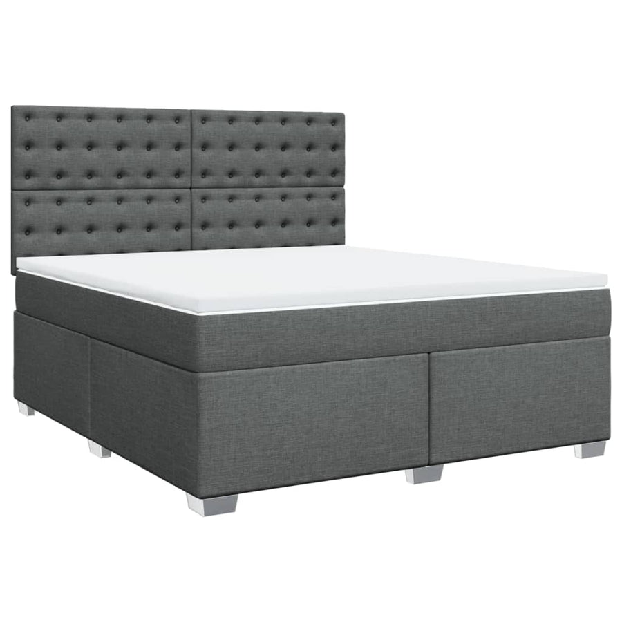 Boxspring met matras stof donkergrijs 180x200 cm