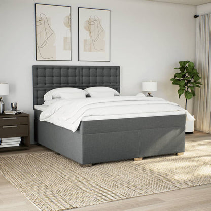 Boxspring met matras stof donkergrijs 180x200 cm